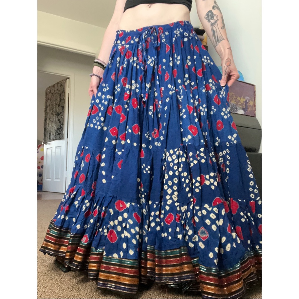 ATS Tribal Belly Dance 35 Yard Blue Cotton Skirt